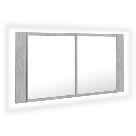 vidaXL Led Mirror Cabinet | Concrete grey | Engineered wood, Acrylic