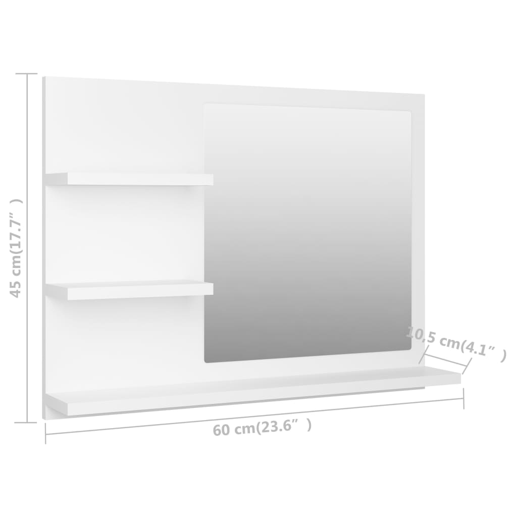 805006 vidaXL Bathroom Mirror White 60x10,5x45 cm Engineered Wood