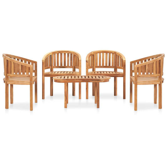 vidaXL 5 Piece Banana Garden Lounge Set Solid Teak Wood