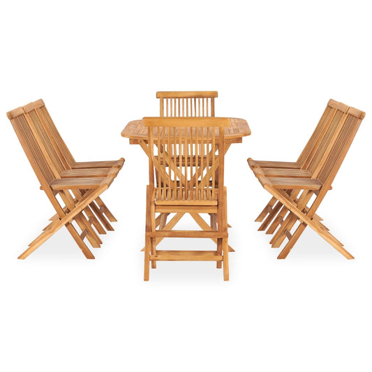 vidaXL 9 Piece Folding Outdoor Dining Set Solid Teak Wood