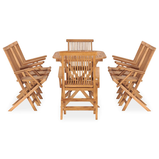 vidaXL 9 Piece Folding Outdoor Dining Set Solid Teak Wood