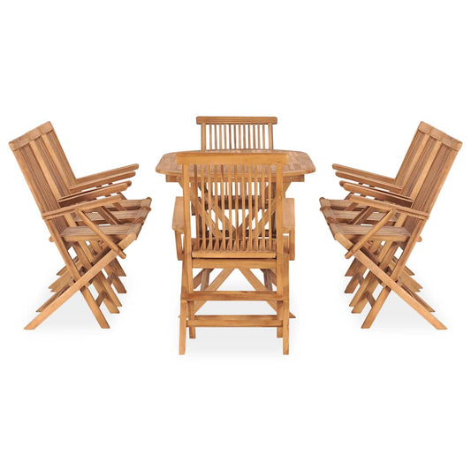 vidaXL 9 Piece Folding Outdoor Dining Set Solid Teak Wood