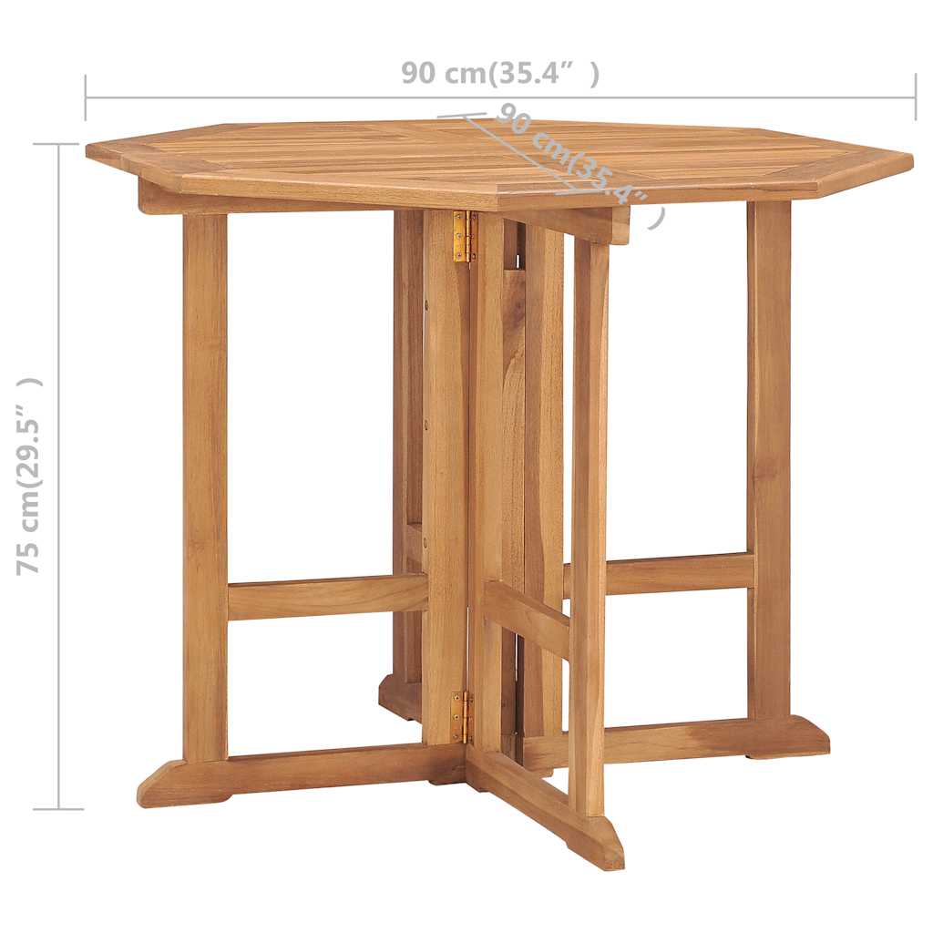 3059980 vidaXL 5 Piece Folding Outdoor Dining Set Solid Teak Wood (2x315443+315447)