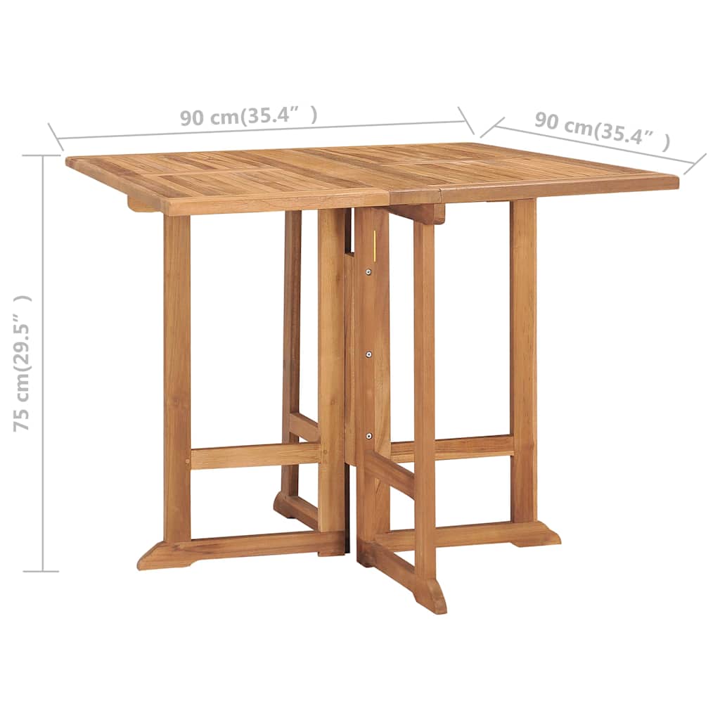 3059981 vidaXL 5 Piece Folding Outdoor Dining Set Solid Teak Wood (315442+315448)