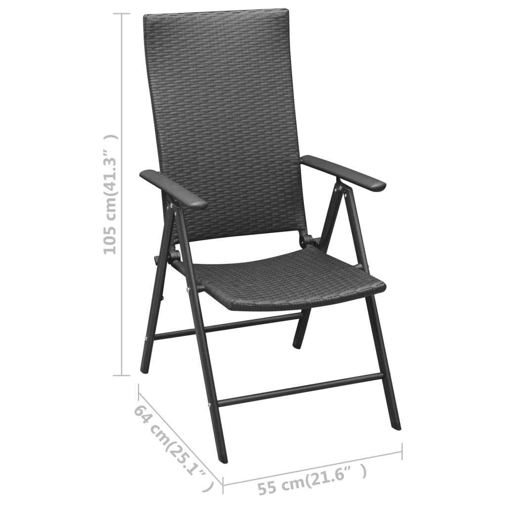 vidaXL Dining Set | Black | Aluminium, PE Rattan, WPC | Medium | Foldable