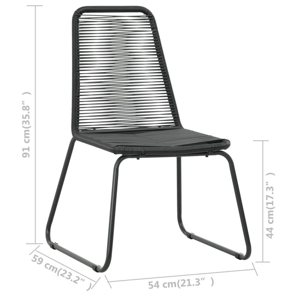 vidaXL Dining Set | Black | PVC Rattan, Powder-Coated Steel, Glass