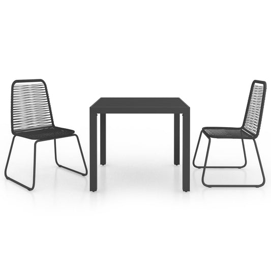 vidaXL Dining Set | Black | PVC Rattan, Steel, Aluminium, WPC | Lightweight