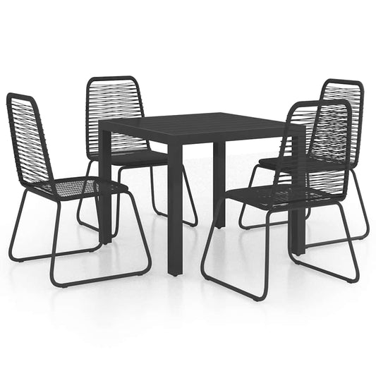 vidaXL 5 Piece Garden Dining Set PVC Rattan Black