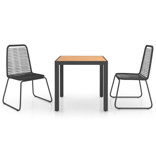 vidaXL Dining Set | Black and Brown | PVC Rattan | Compact | Lightweight