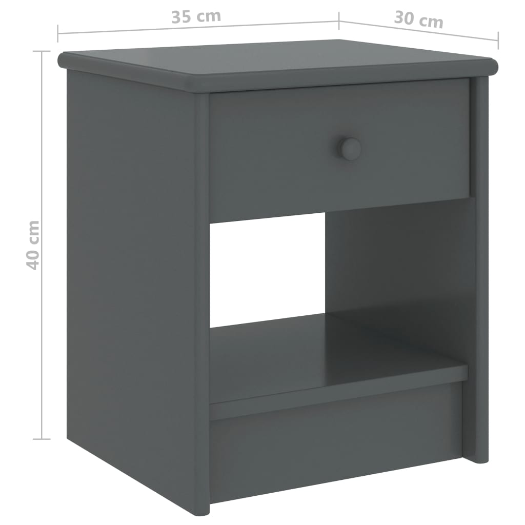 vidaXL Bedside Cabinet | Dark grey | Solid pinewood | Compact | Bedside Cabinet