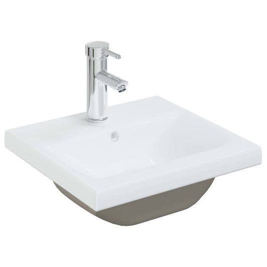 148623 vidaXL Built-in Basin with Faucet 42x39x18 cm Ceramic White