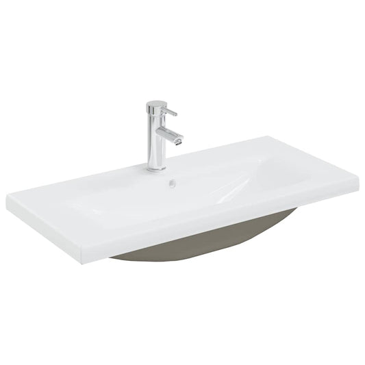 148625 vidaXL Built-in Basin with Faucet 81x39x18 cm Ceramic White