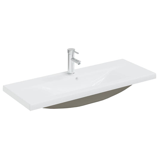 148627 vidaXL Built-in Basin with Faucet 101x39x18 cm Ceramic White