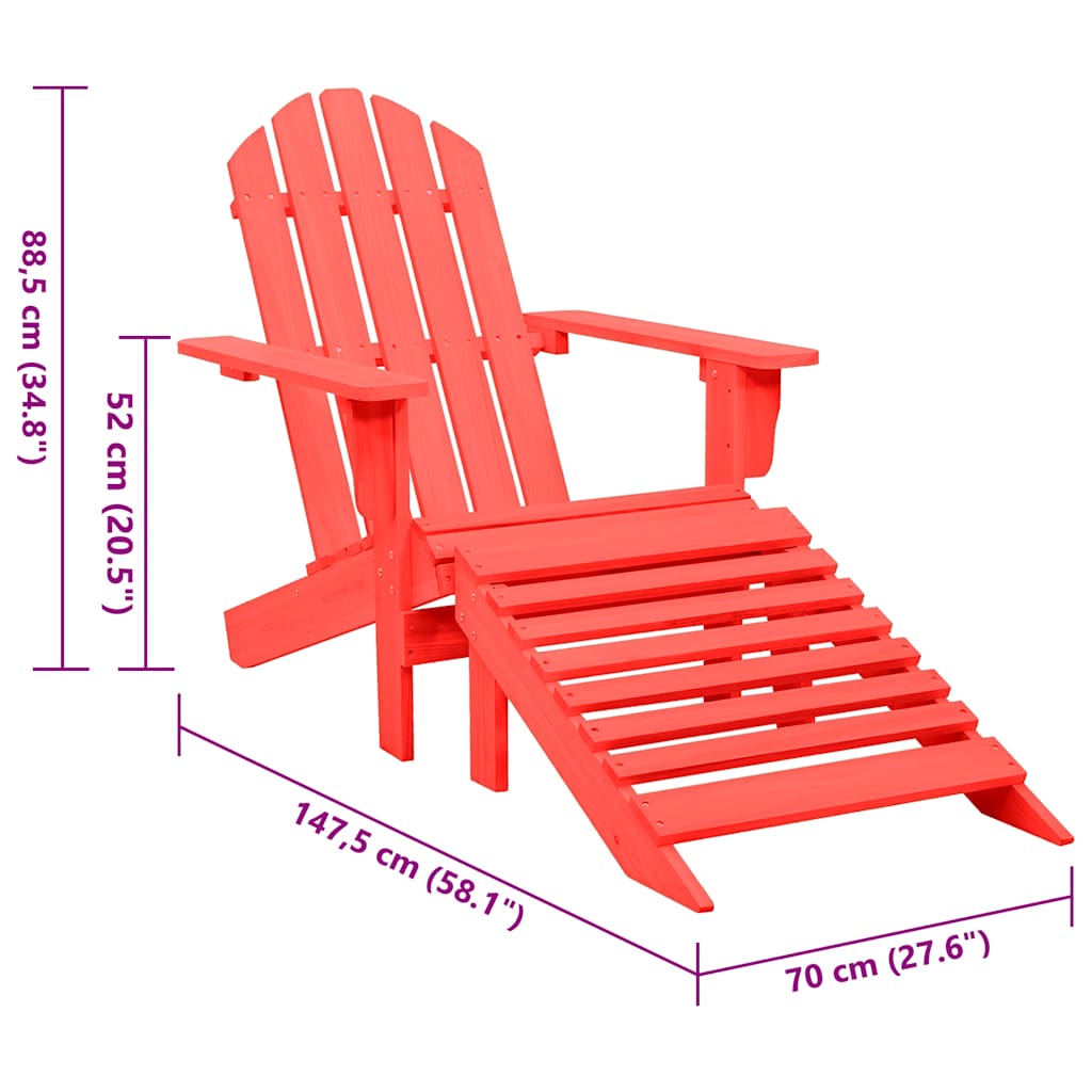 vidaXL Garden Chair | Red | Solid fir wood | Standard | Detachable