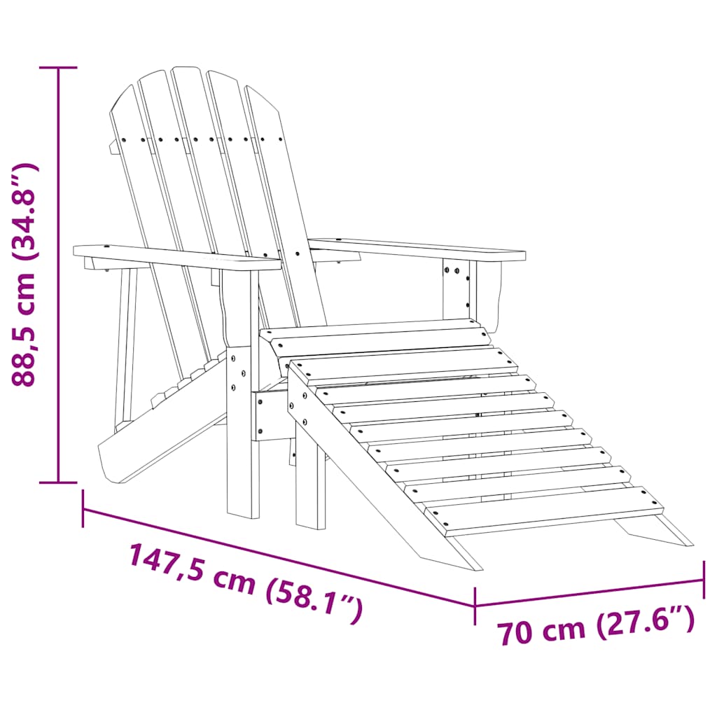 315867 vidaXL Garden Adirondack Chair with Ottoman Solid Fir Wood Pink