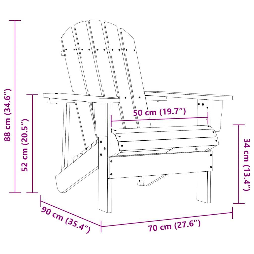 vidaXL Garden Adirondack Chair Solid Fir Wood Yellow