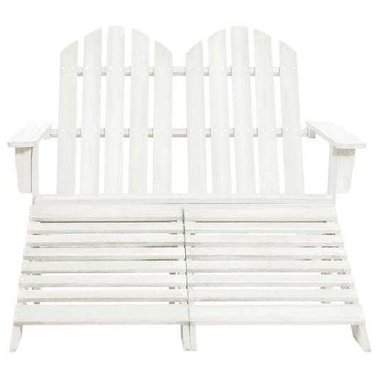 315909 vidaXL 2-Seater Garden Adirondack Chair&Ottoman Fir Wood White