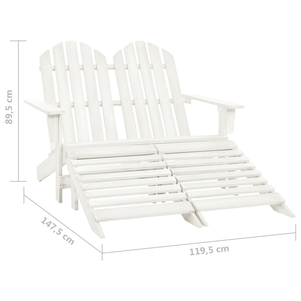 vidaXL Garden Chair | White | Fir Wood | 2-seater | Ergonomic | Adirondack Chair