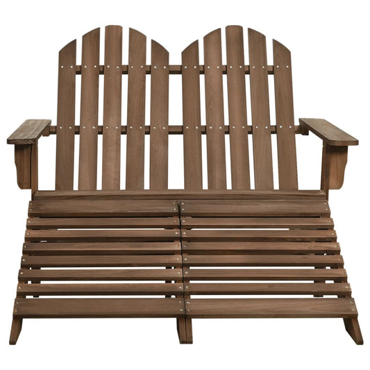 315911 vidaXL 2-Seater Garden Adirondack Chair&Ottoman Fir Wood Brown