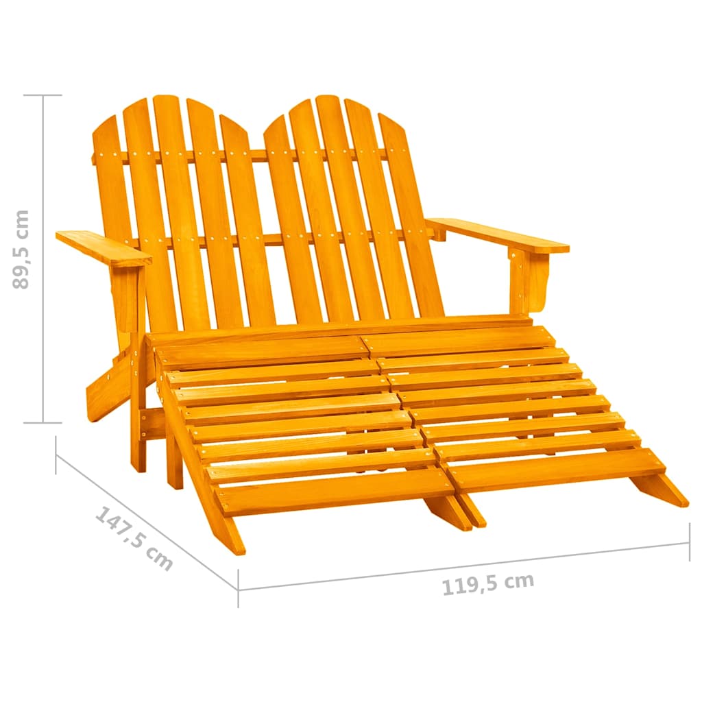 315918 vidaXL 2-Seater Garden Adirondack Chair&Ottoman Fir Wood Orange