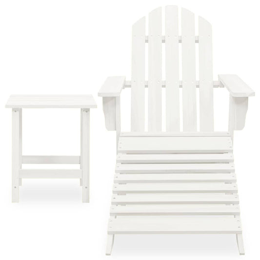 315929 vidaXL Garden Adirondack Chair with Ottoman&Table Solid Fir Wood White