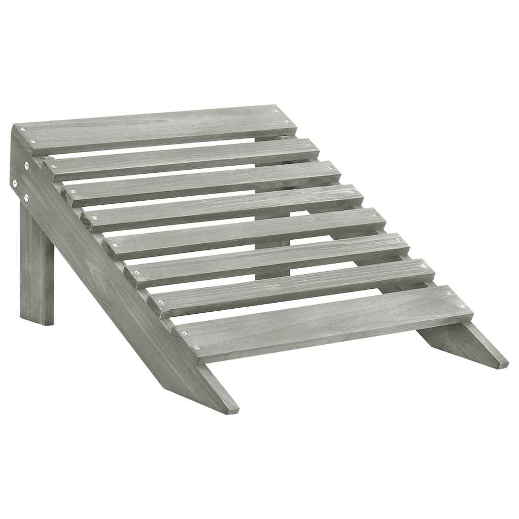 vidaXL Garden Adirondack Chair with Ottoman&Table Solid Fir Wood Grey