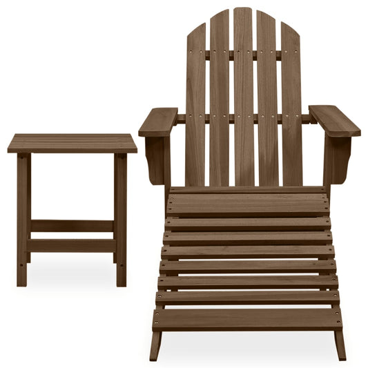 315931 vidaXL Garden Adirondack Chair with Ottoman&Table Solid Fir Wood Brown