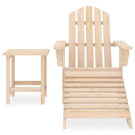 315932 vidaXL Garden Adirondack Chair with Ottoman and Table Solid Fir Wood