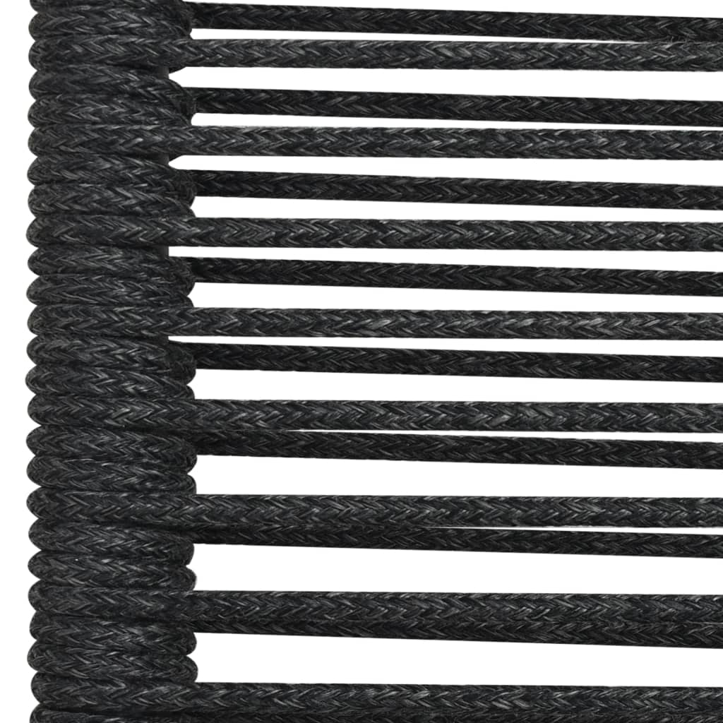 vidaXL Garden Dining Set | Black | Powder-coated steel, glass, cotton rope