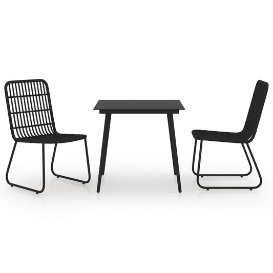vidaXL Dining Set | Black | Poly rattan, powder-coated steel, glass | 80 cm