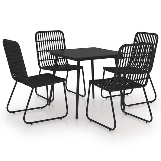 vidaXL 5 Piece Outdoor Dining Set Poly Rattan and Glass