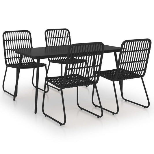 vidaXL Dining Set | Black | Poly rattan | Large | Stackable | Outdoor Dining Set
