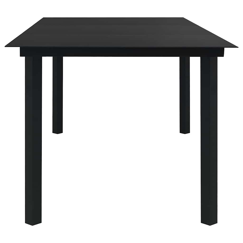 vidaXL Dining Set | Black | Glass, Powder-Coated Steel, PVC Hollow Rattan