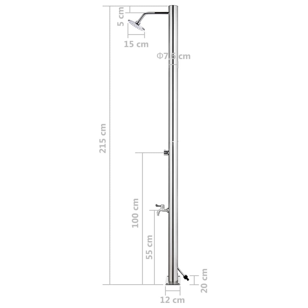vidaXL Garden Shower 215 cm Stainless Steel