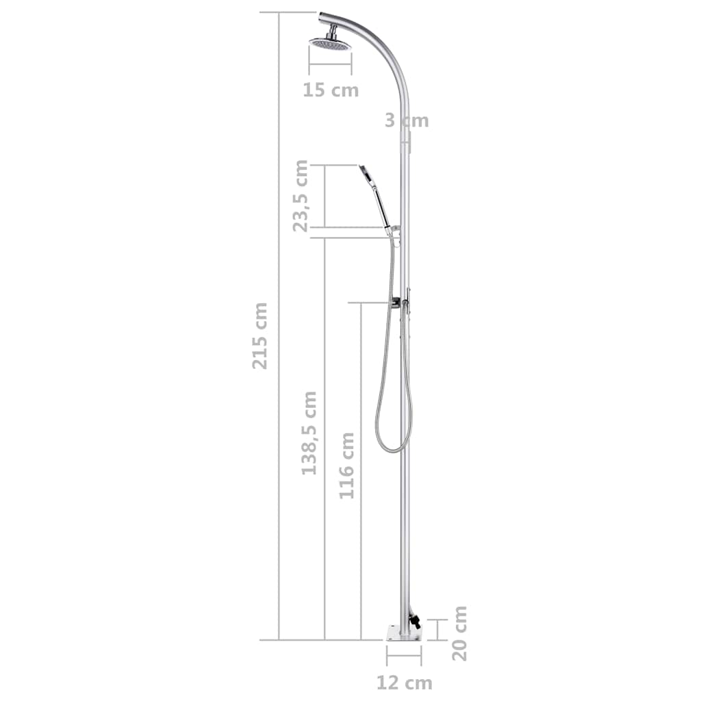 vidaXL Garden Shower 215 cm Aluminium