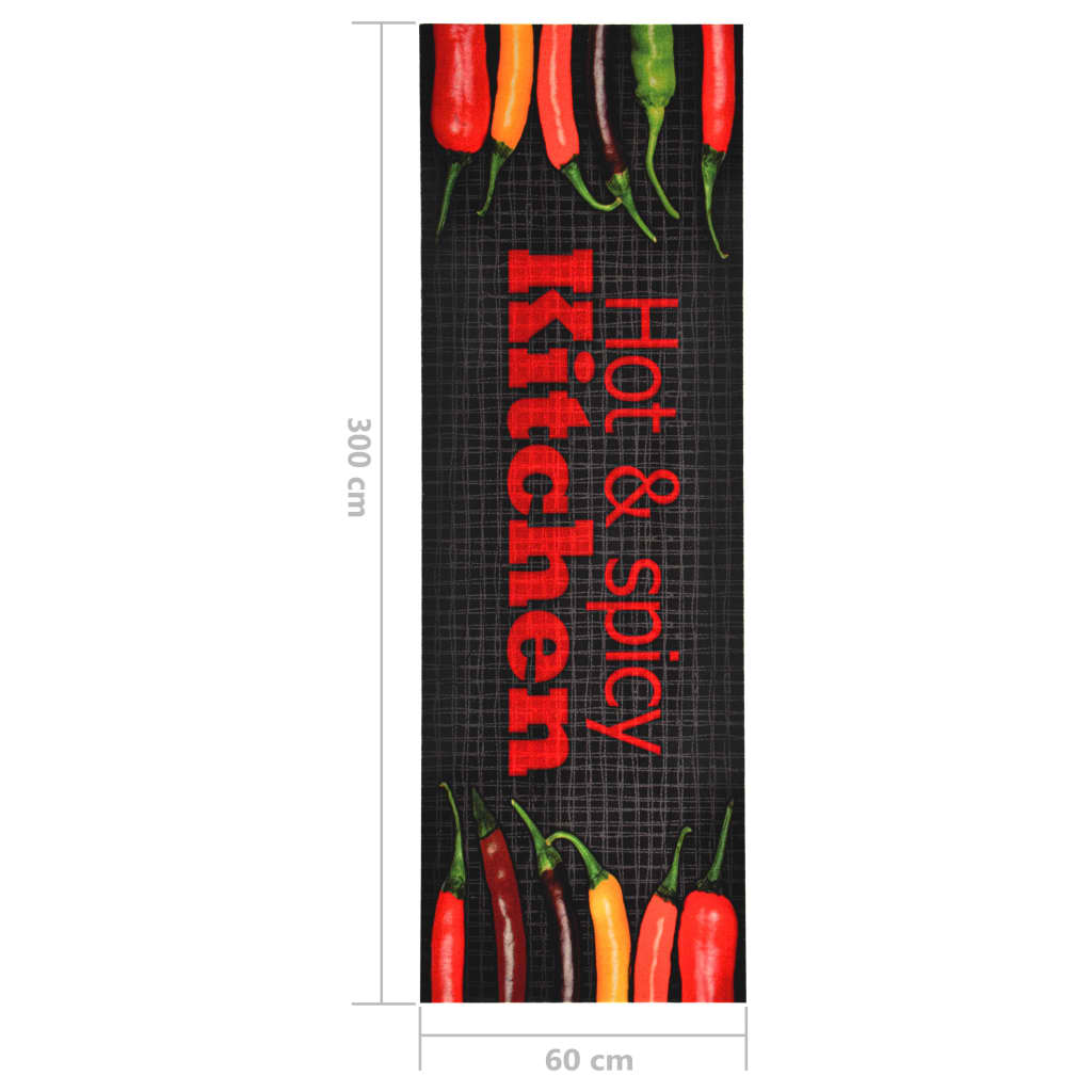 vidaXL Kitchen Carpet | Multicolour | Polyamide | 300 x 60 cm | Non-slip