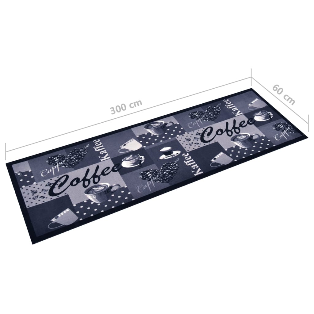 vidaXL Kitchen Carpet | Coffee Blue | Polyamide with Latex backing | 60x300 cm