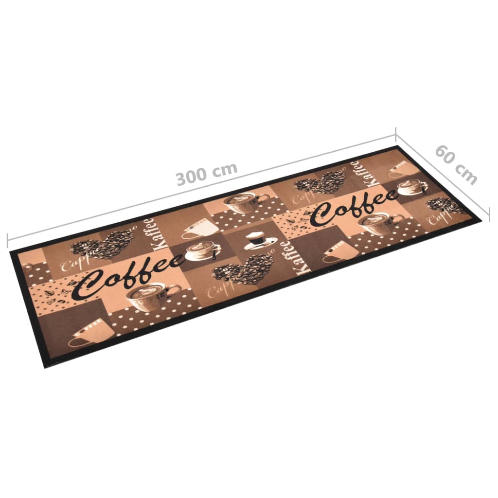 vidaXL Kitchen Carpet Washable Coffee brown 60x300 cm