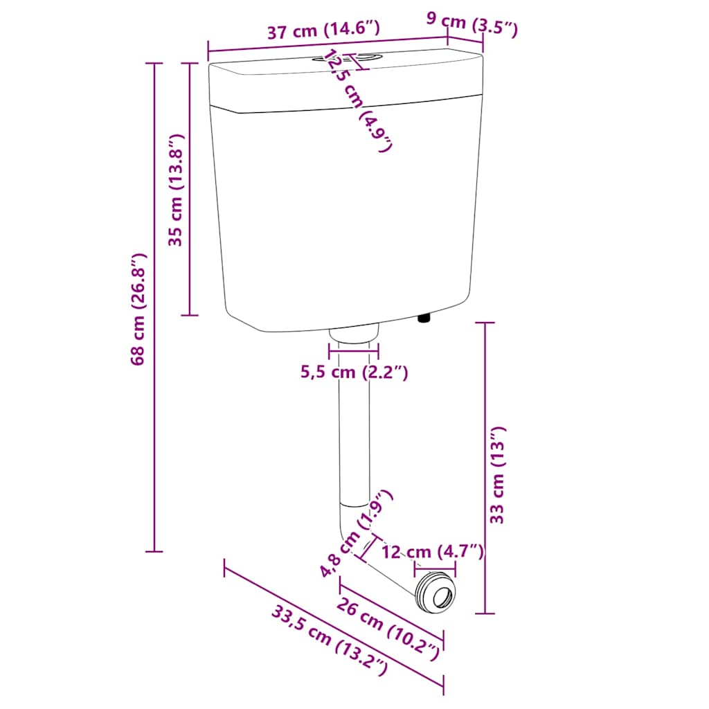 vidaXL Toilet Cistern with Bottom Water Inlet 3/6 L Grey