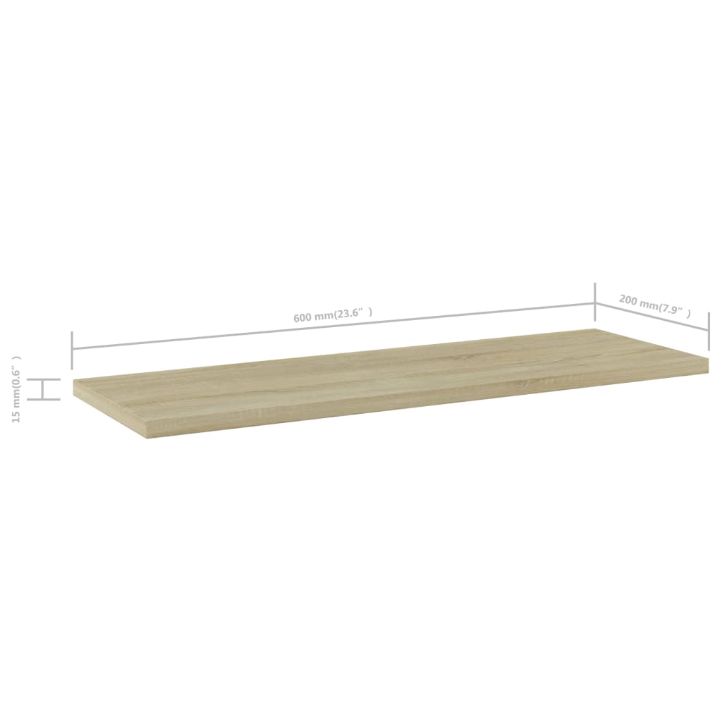 805224 vidaXL Bookshelf Boards 4 pcs Sonoma Oak 60x20x1,5 cm Engineered Wood