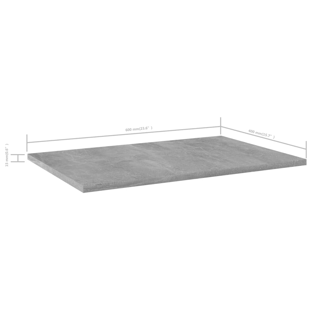 805259 vidaXL Bookshelf Boards 8 pcs Concrete Grey 60x40x1,5 cm Engineered Wood