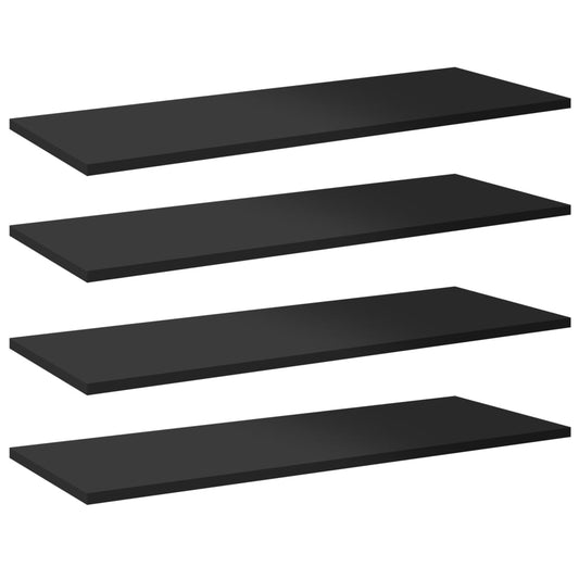 805327 vidaXL Bookshelf Boards 8 pcs High Gloss Black 80x30x1,5 cm Engineered Wood