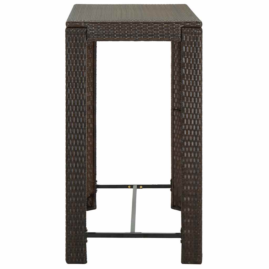 vidaXL 5 Piece Outdoor Bar Set with Armrest Poly Rattan Brown