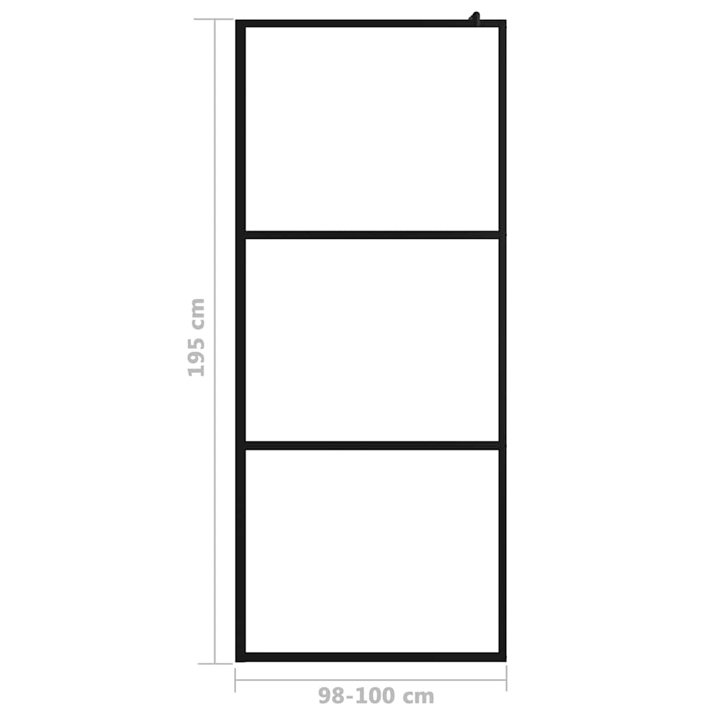 vidaXL Walk-in Shower Wall with Clear ESG Glass Black 100x195 cm