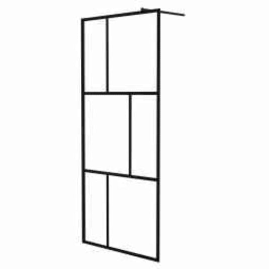 149153 vidaXL Walk-in Shower Wall with Tempered Glass Black 90x195 cm