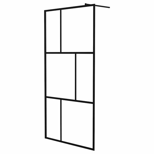 vidaXL Walk-in Shower Wall with Tempered Glass Black 100x195 cm
