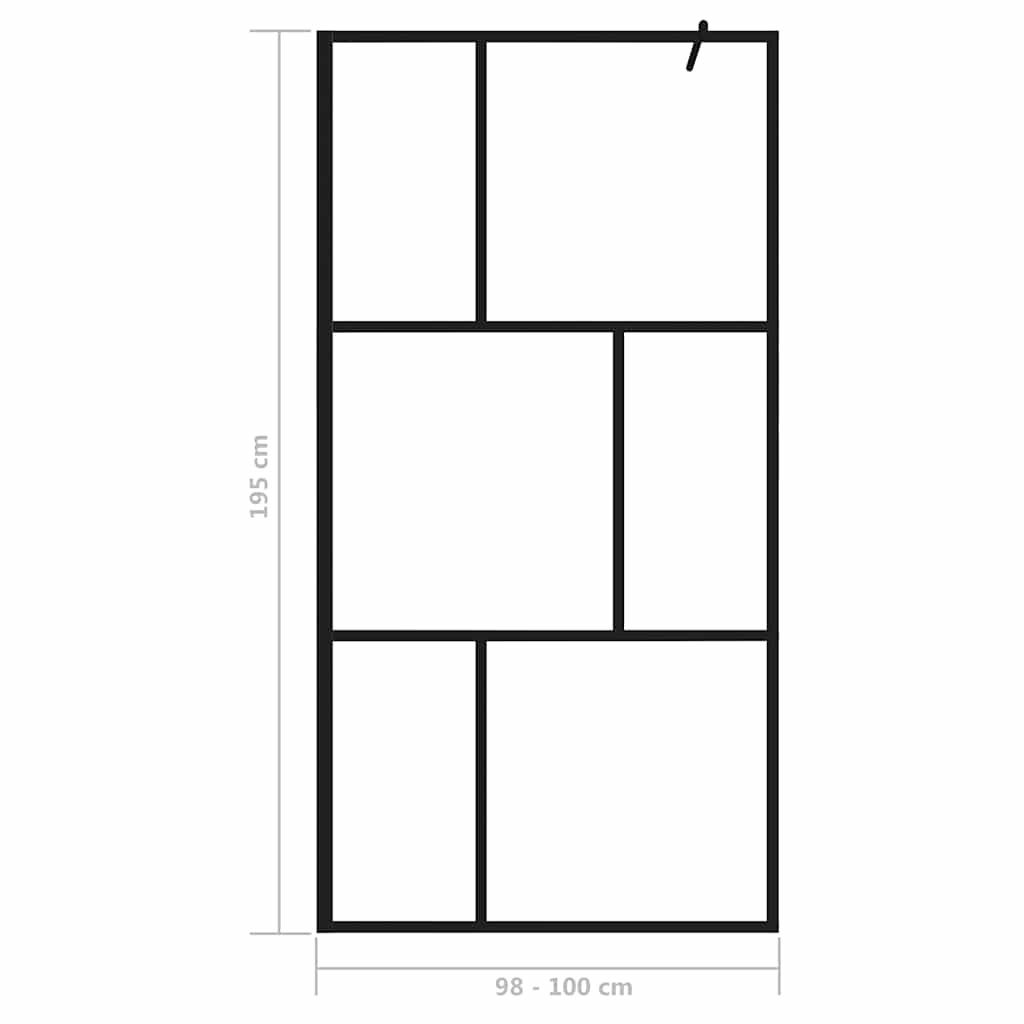149154 vidaXL Walk-in Shower Wall with Tempered Glass Black 100x195 cm