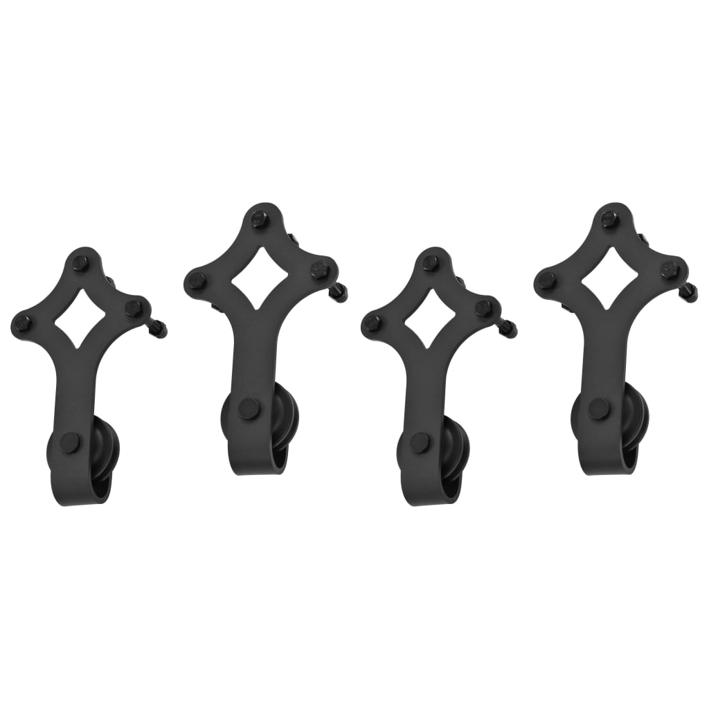 vidaXL Sliding Door Hardware Kits 2 pcs 183 cm Steel Black