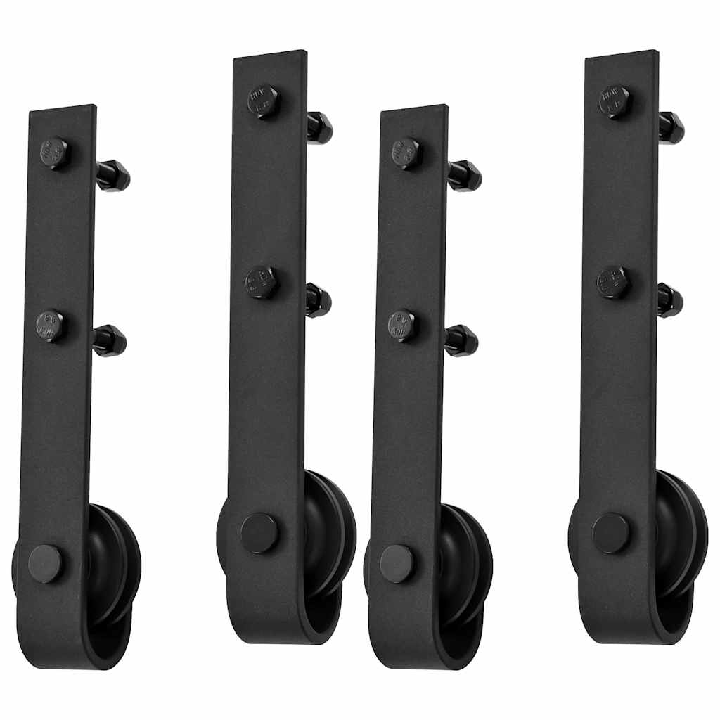 vidaXL Sliding Door Hardware Kits 2 pcs 183 cm Steel Black
