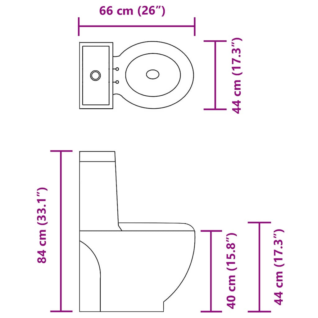 vidaXL WC Ceramic Toilet Bathroom Round Toilet Bottom Water Flow Black